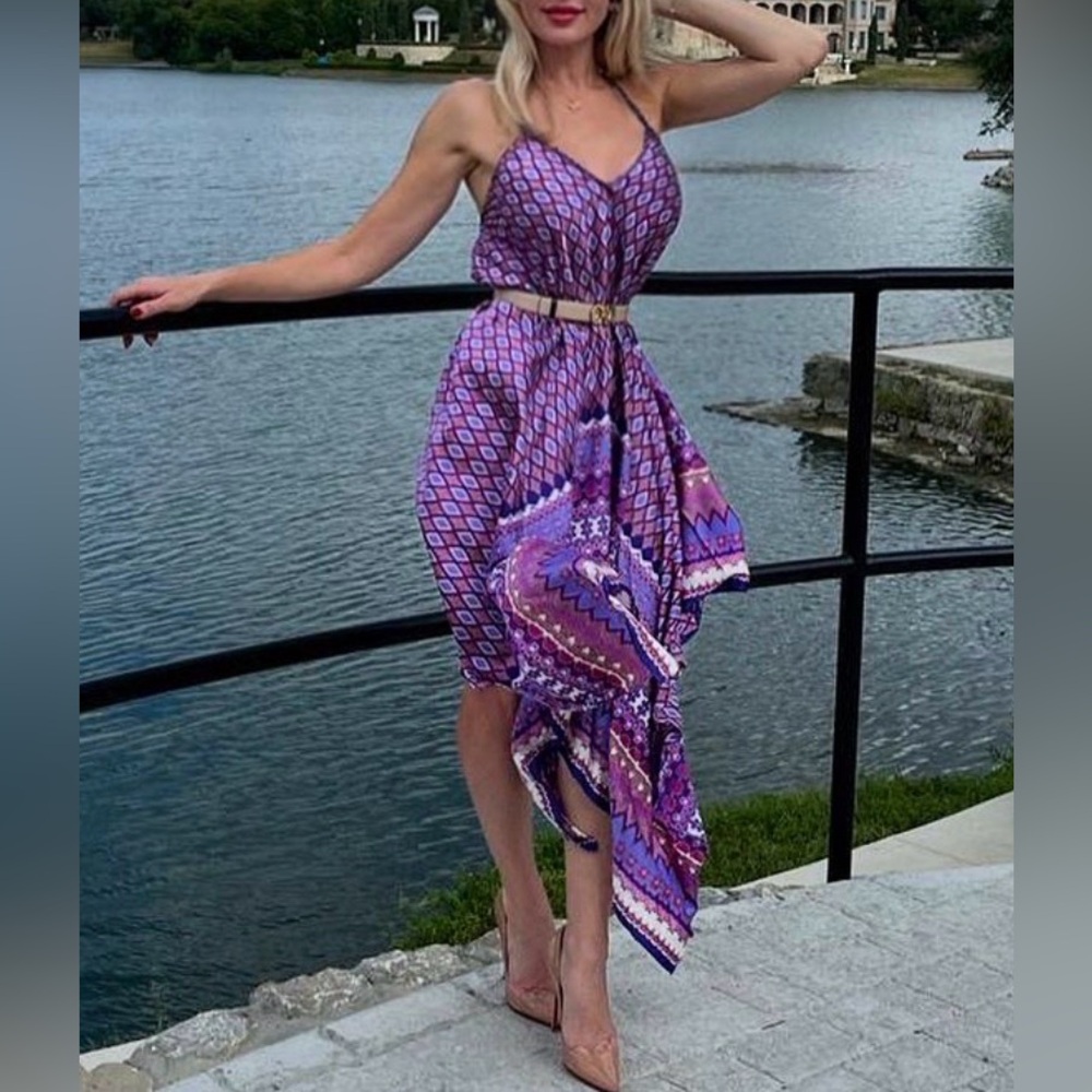 Misa Los Angeles Purple Asymmetrical Dress Delfina XS